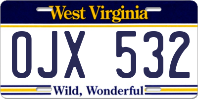 WV license plate OJX532