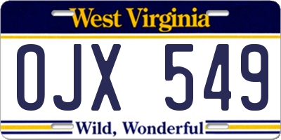 WV license plate OJX549