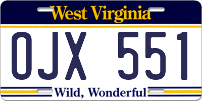 WV license plate OJX551