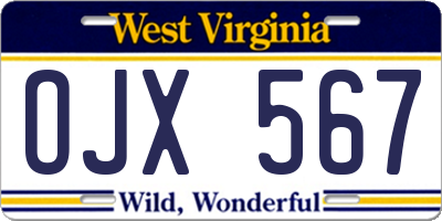 WV license plate OJX567