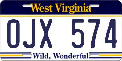 WV license plate OJX574