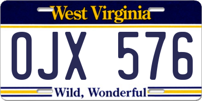WV license plate OJX576
