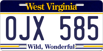 WV license plate OJX585