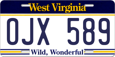 WV license plate OJX589