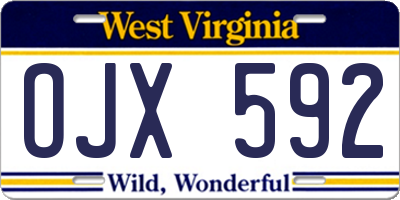 WV license plate OJX592