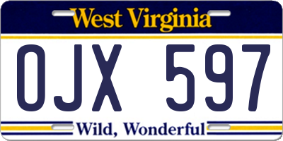 WV license plate OJX597