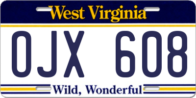 WV license plate OJX608