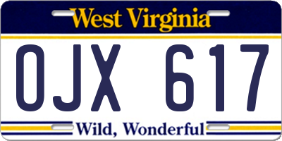 WV license plate OJX617