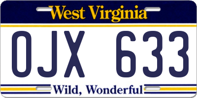 WV license plate OJX633