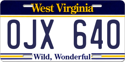 WV license plate OJX640