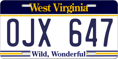 WV license plate OJX647