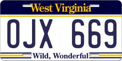 WV license plate OJX669