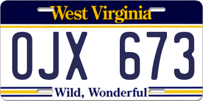 WV license plate OJX673