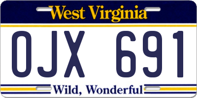 WV license plate OJX691
