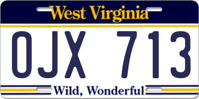 WV license plate OJX713