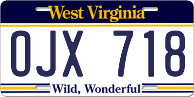 WV license plate OJX718