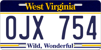 WV license plate OJX754