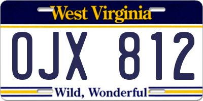 WV license plate OJX812