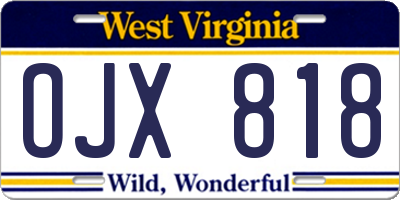 WV license plate OJX818