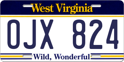 WV license plate OJX824