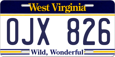 WV license plate OJX826