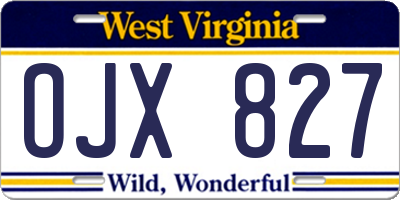 WV license plate OJX827