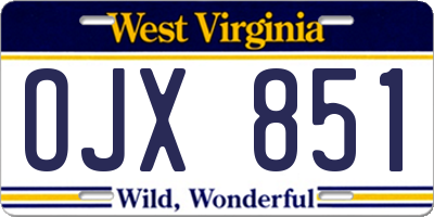 WV license plate OJX851