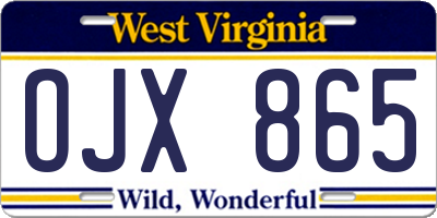 WV license plate OJX865