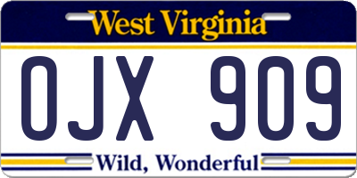 WV license plate OJX909