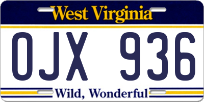 WV license plate OJX936