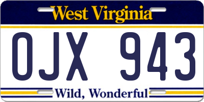 WV license plate OJX943