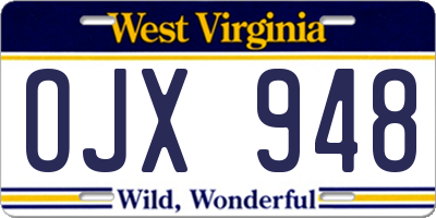 WV license plate OJX948