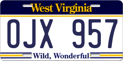 WV license plate OJX957