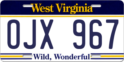 WV license plate OJX967