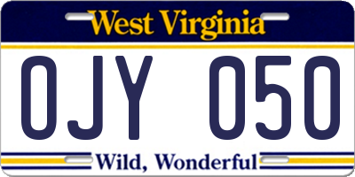 WV license plate OJY050