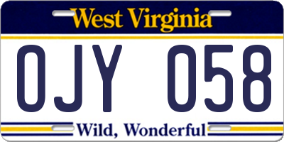 WV license plate OJY058