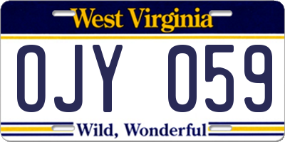 WV license plate OJY059