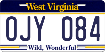 WV license plate OJY084