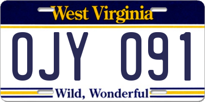 WV license plate OJY091