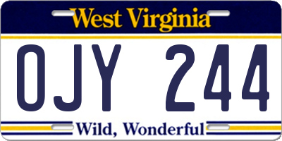 WV license plate OJY244