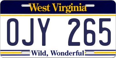 WV license plate OJY265