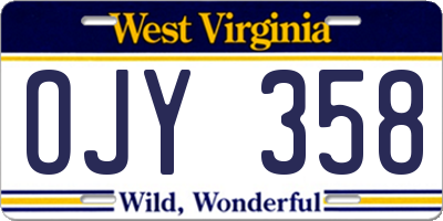 WV license plate OJY358