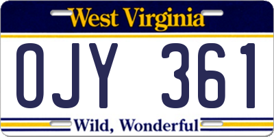 WV license plate OJY361