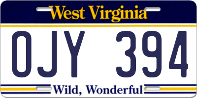 WV license plate OJY394