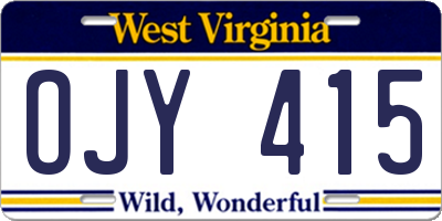 WV license plate OJY415