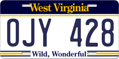 WV license plate OJY428