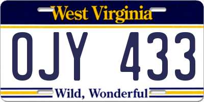 WV license plate OJY433