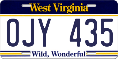 WV license plate OJY435