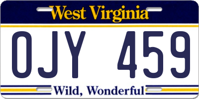 WV license plate OJY459