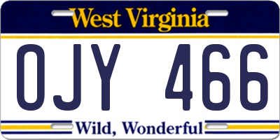 WV license plate OJY466